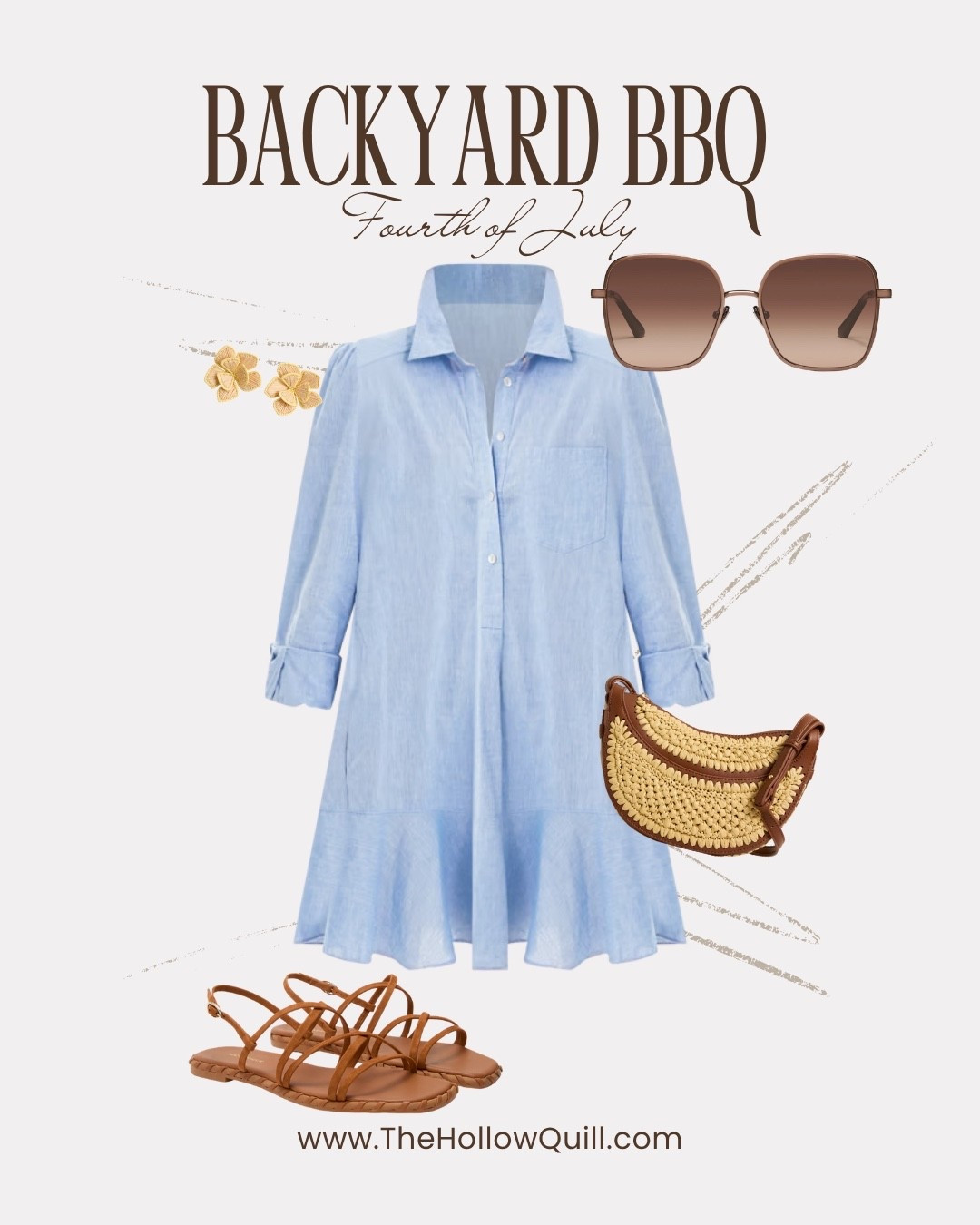 Backyard BBQ
Easy backyard BBQ outfit for the Fourth of July: blue shirt dress, strappy flat sandals, woven crossbody, oversized sunglasses, and gold floral earrings. Cute, breezy, and perfect for summer hosting or showing up as the guest who understood the assignment.
@Tuckernuck

#LTKOver40 #LTKootd #LTKgrwm