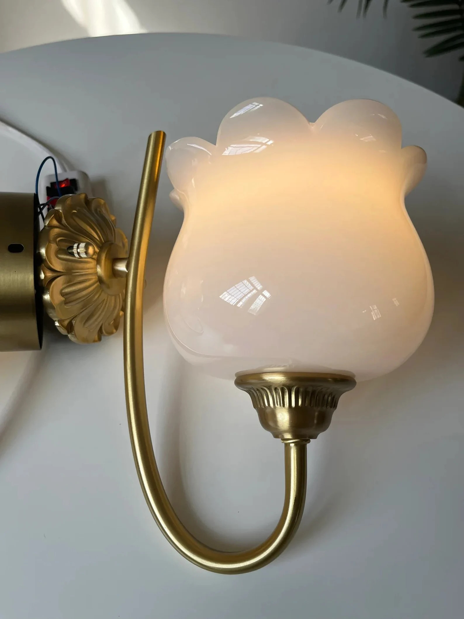 French Antique Lamp Lily Flower Vintage Wall Sconces Retro Cream Copper Color Wall Lamp Night Lig... | Etsy (US)