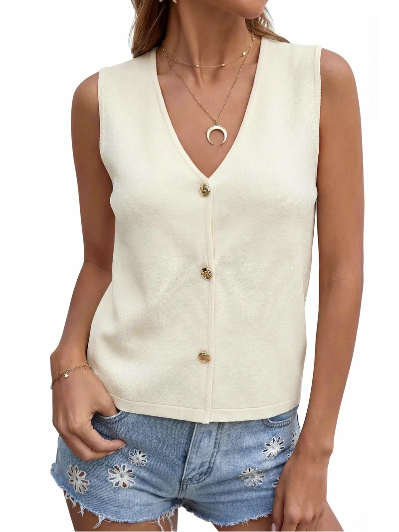 PRETTYGARDEN Women's Button Up Sweater Vest, Sizes S-XXL | Walmart (US)