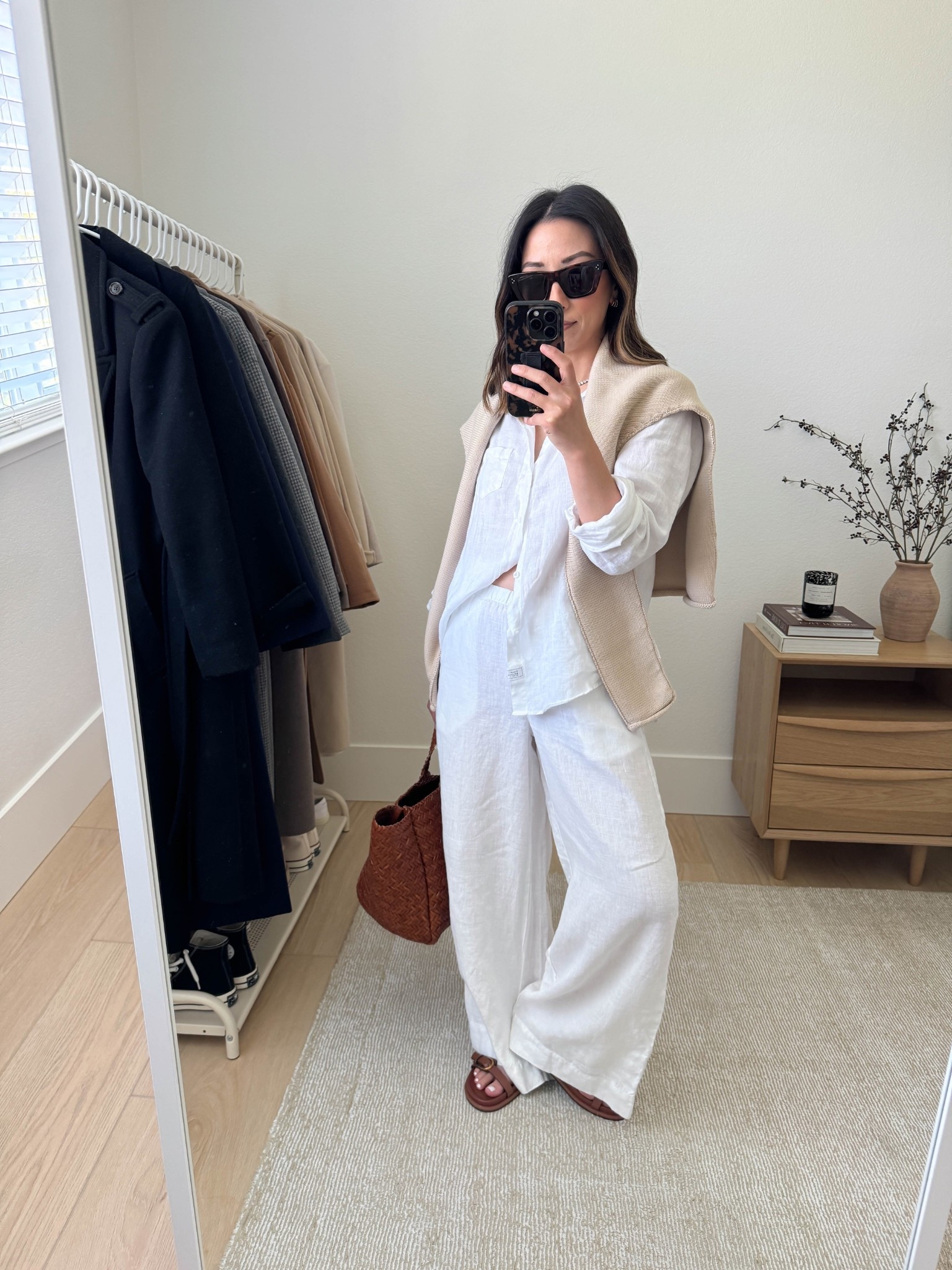 Frank and Eileen linen set. The bottom down is my absolutely favorite. So relaxed and effortless. 

Frank & Eileen set xs
Zara slides 5
Marea tote 
Frank & Eileen sweater xs
Celine sunglasses 
J.crew earrings
Dorsey James necklace 15"

#LTKPetite #LTKStyleTip #LTKShoeCrush
