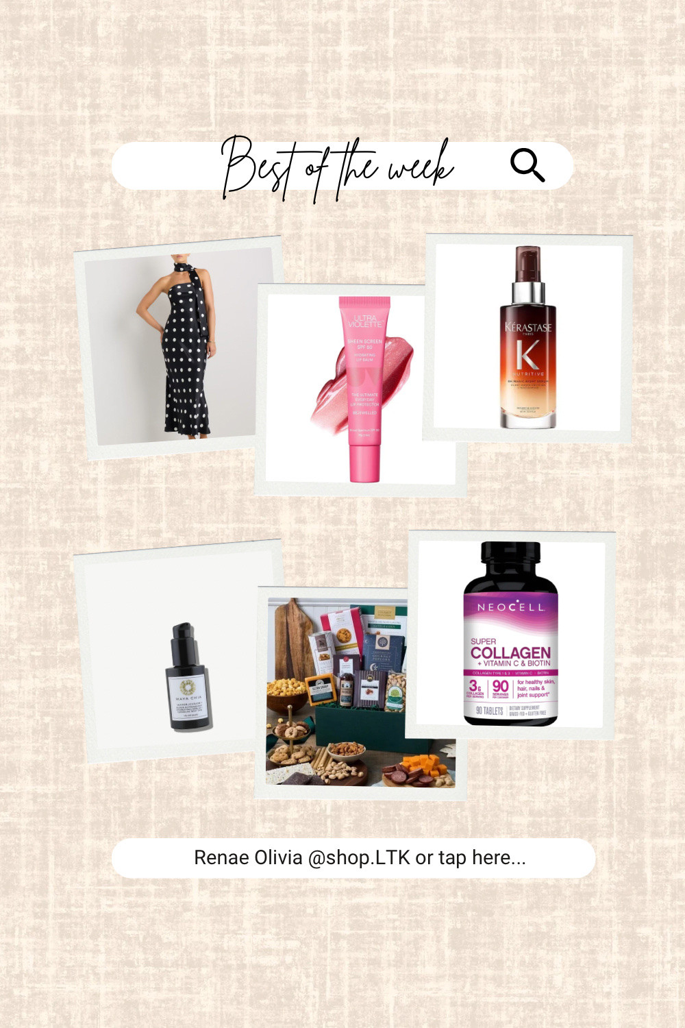Best of the week! 

Dress, lip care, hair serum, snacks, collagen supplements

#LTKhome #LTKstyletip #LTKsummer