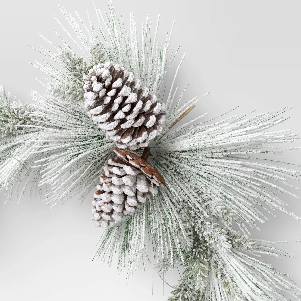 22" Pre-lit Flocked Mixed Pine with Glittered Pinecones Gold Hoop Artificial Christmas Wreath War... | Target