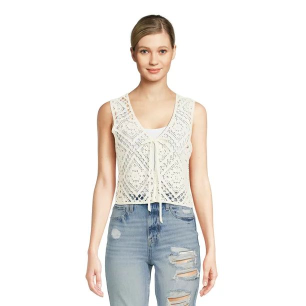 No Boundaries Juniors Crochet Vest, Sizes XS-3XL | Walmart (US)