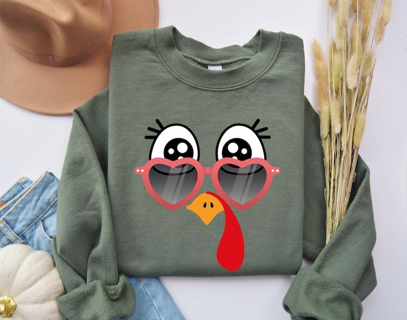 Cute Turkey Fall Thanksgiving Sweatshirt Thanksgiving Family - Etsy | Etsy (US)