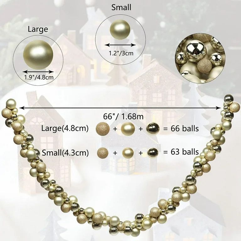 6 Ft Christmas Ball Garland Ornaments Shatterproof Xmas Hanging Balls Holiday Party Wedding Chris... | Walmart (US)