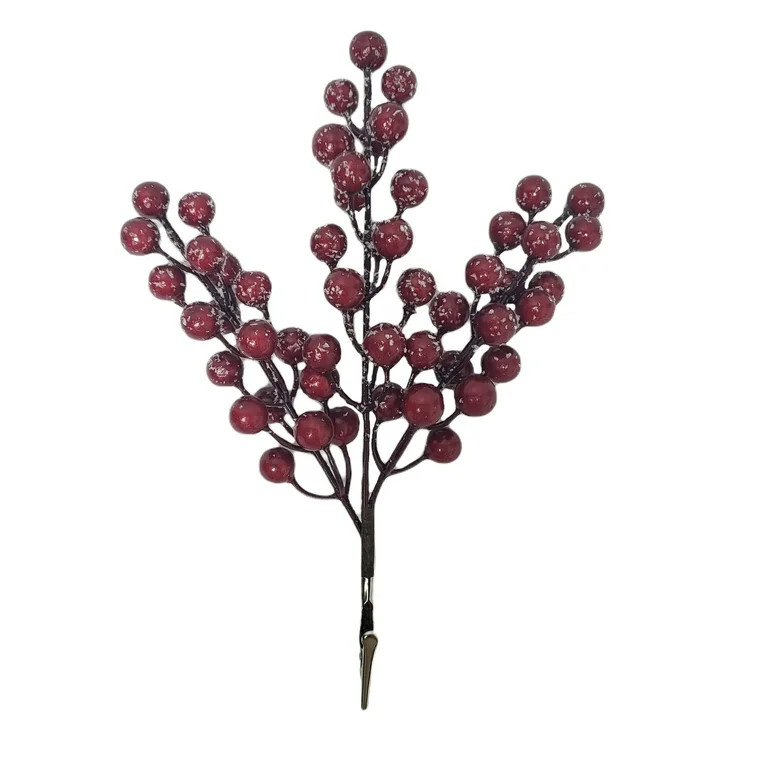 Frosted Red Berries Christmas Clip Ornament, Polyester, 9 in, by Holiday Time | Walmart (US)