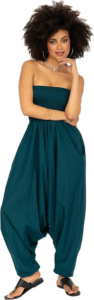 likemary Harem Jumpsuits for Women & Cotton Harem Pants - Maxi Womens Romper - Strapless Jumpsuit... | Amazon (US)