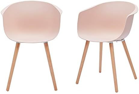 Amazon Brand - Rivet Alva Modern Curved-Back Plastic Dining Chair, Set of 2, 23.2"W, Nude Pink | Amazon (US)