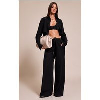 Black Oversized Drawstring Straight Trouser | PrettyLittleThing IE