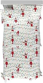 Franco Elf On The Shelf Holiday & Christmas Bedding Super Soft 100% Cotton Flannel Sheet Set, Twi... | Amazon (US)