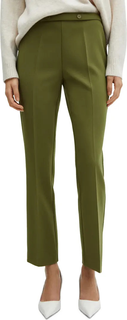 MANGO Belted Straight Leg Ankle Pants | Nordstrom | Nordstrom