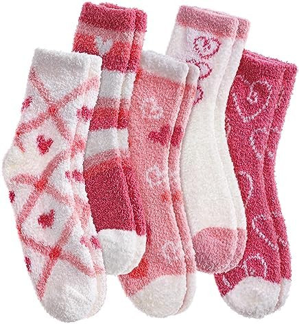 SDBING Fuzzy Socks for Women Soft Fluffy Home Sleeping Socks Cozy Warm Slipper Socks 6 or 5 Pairs | Amazon (US)