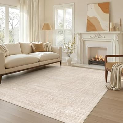 Nakagishi 5x7 Area Rugs Living Room: Washable Large Vintage Rug Neutral Non-Slip Soft Stain… | Amazon (US)