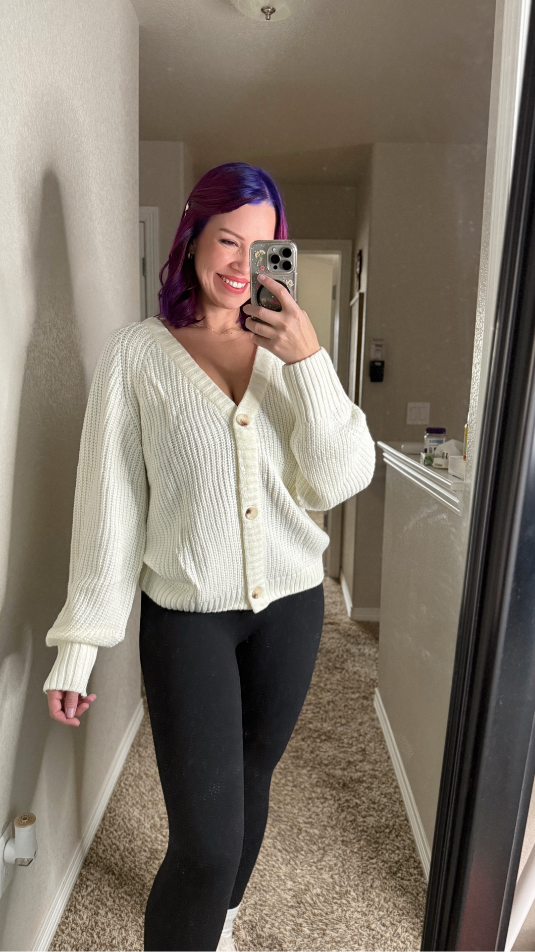 Runs to buy this button up cardigan in every color 😍 perfect thickness for fall/winter and love how the buttons are placed. Can wear a tank top under and leave it open or throw a long line sports bra under it and button it up. It’s just too cute! I’m wearing a medium.

#LTKSeasonal #LTKMidsize #LTKSaleAlert