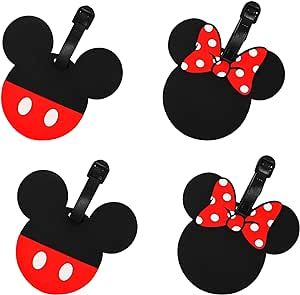 Disney Mickey and Minnie Mouse PVC Luggage Tags, Set of 4 | Amazon (US)