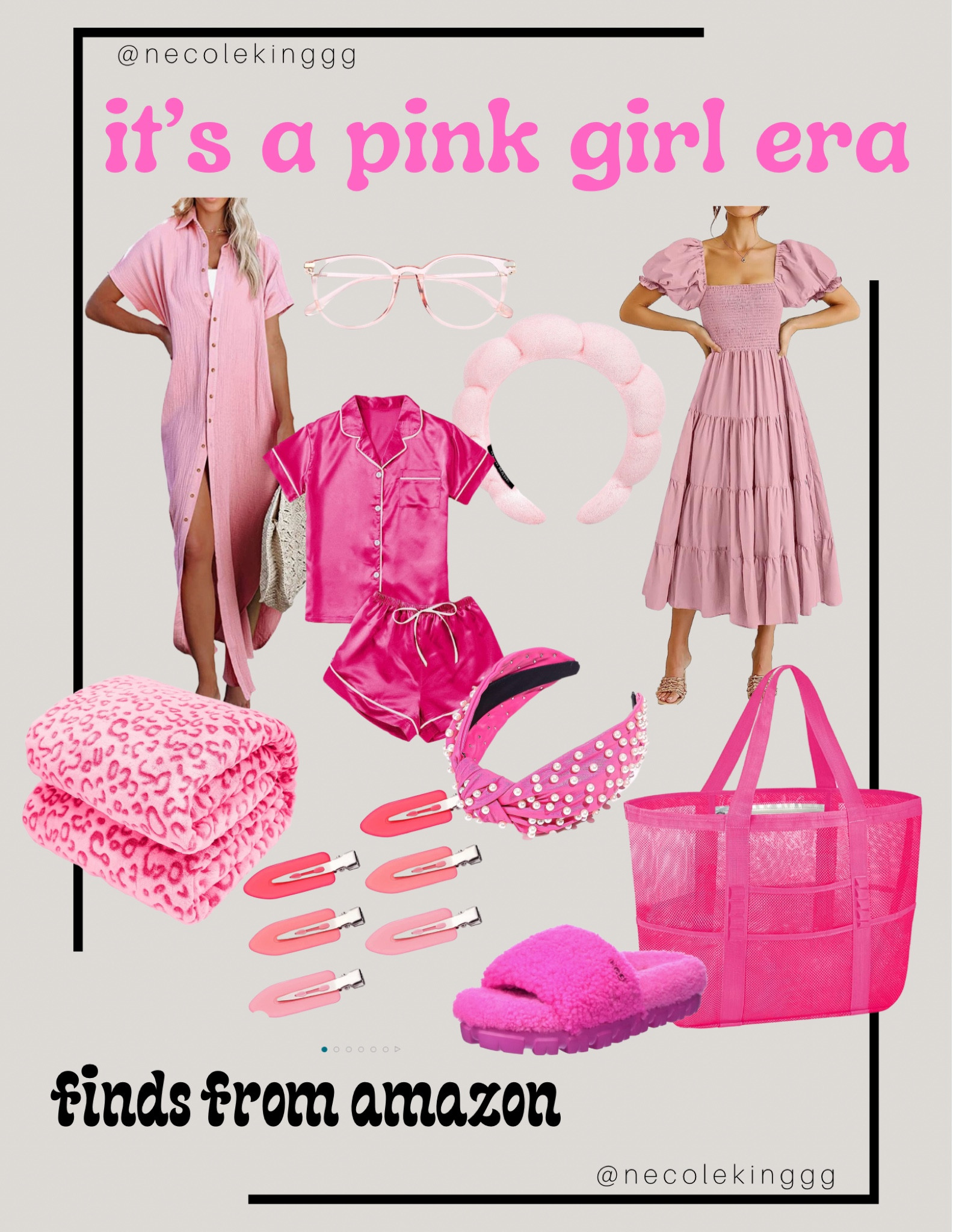 Pink girl ladies summer 
Amazon finds 🩷

Outfits, pjs/ pajamas, slippers/shoes, blanket, dresses, headbands, hair clip, bag beach bag, blue light glasses 

#LTKbeauty #LTKunder50 #LTKunder100
