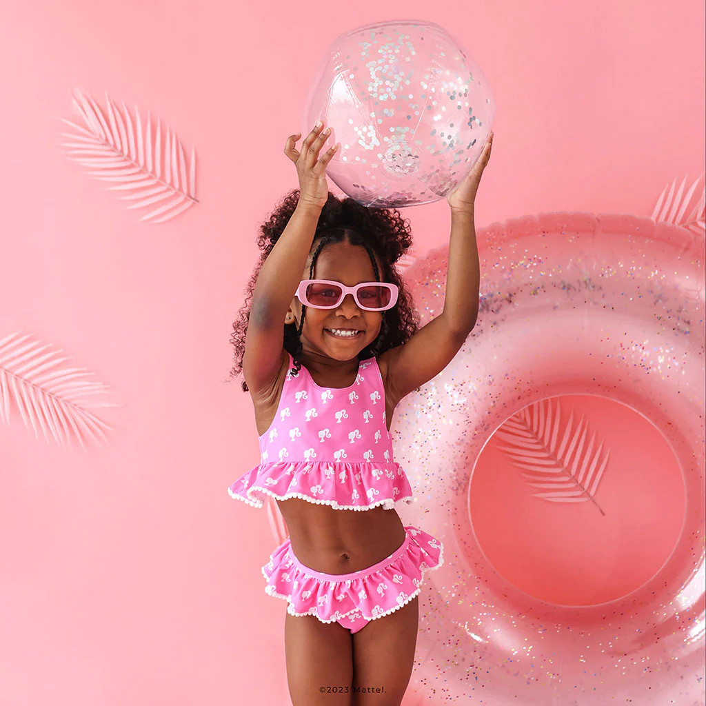 Pink Girls Two Piece Swimsuit | Barbie™ x Posh Peanut® | Posh Peanut