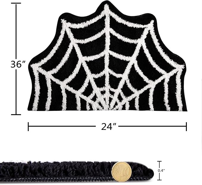 Estmy Gothic Rug Spider Web Indoor Halloween Rug 2x3, Plush Gothic Cute Fun Halloween Bathroom Ru... | Amazon (US)