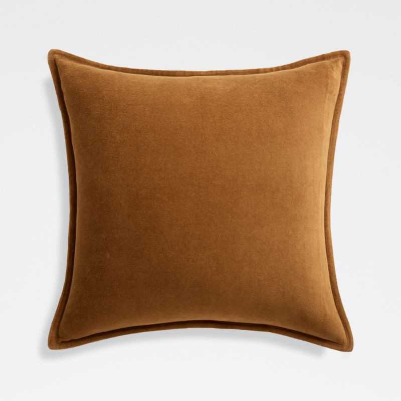 Brenner Velvet Cognac Pillow Cover 20" + Reviews | Crate and Barrel | Crate & Barrel