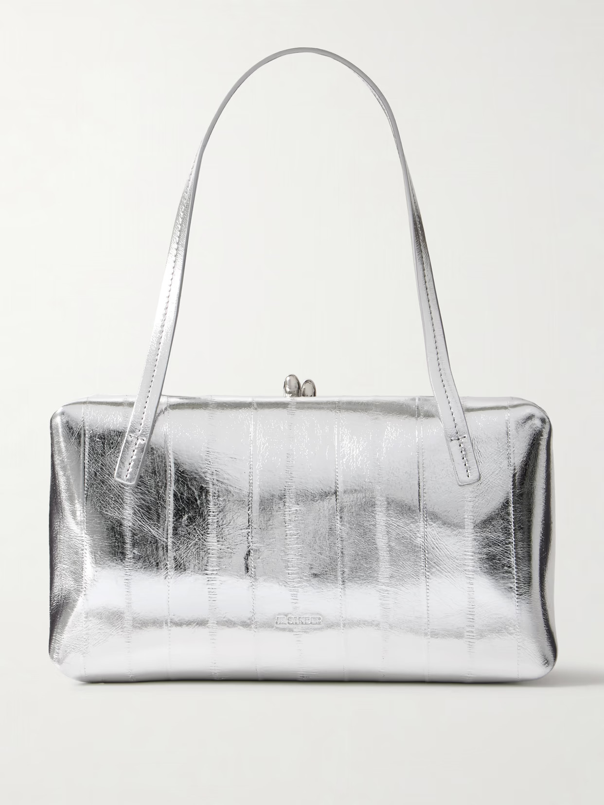 Jil Sander - Goji Pillow Metallic Crinkled-leather Shoulder Bag - Silver | NET-A-PORTER (US)