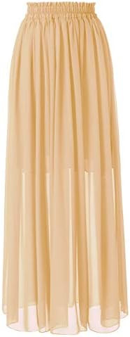 Topdress Women's Chiffon Skirts Elastic High Waist Tea Length A-line Ruffle Beach Skirts | Amazon (US)