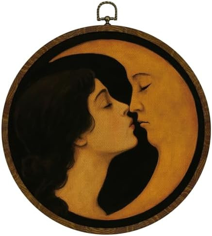 KLYTINK Romantic Moon and Young Girl Round Wall Art,Vintage-Inspired Celestial Canvas Print, Surr... | Amazon (US)