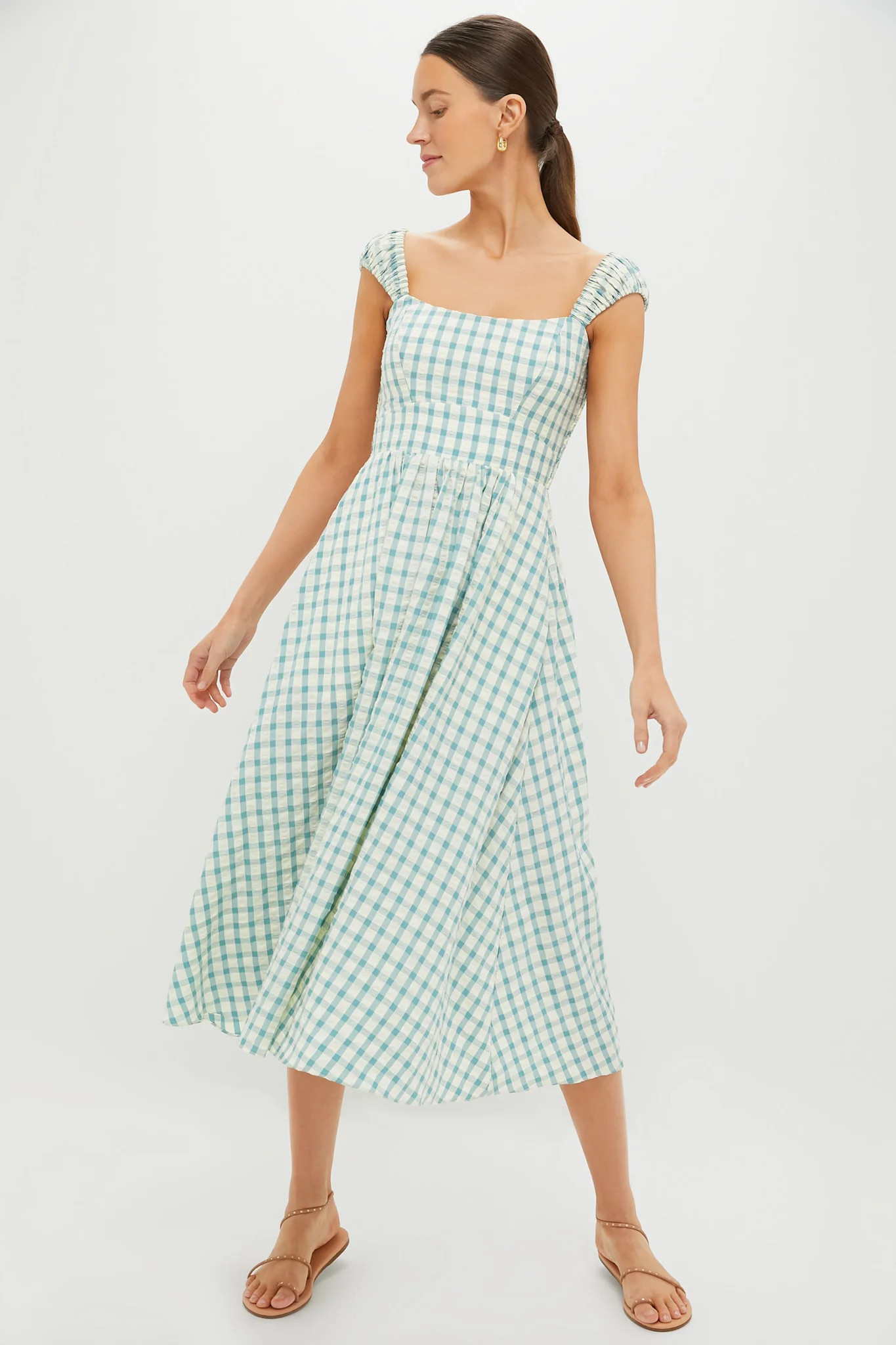 Blue Gingham Seersucker Amy Dress | Tuckernuck (US)