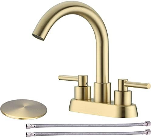 TRUSTMI Bathroom Faucet 2 Handle Bathroom Sink Faucet in Brushed Gold 4 Inch Centerset Lavatory V... | Amazon (US)