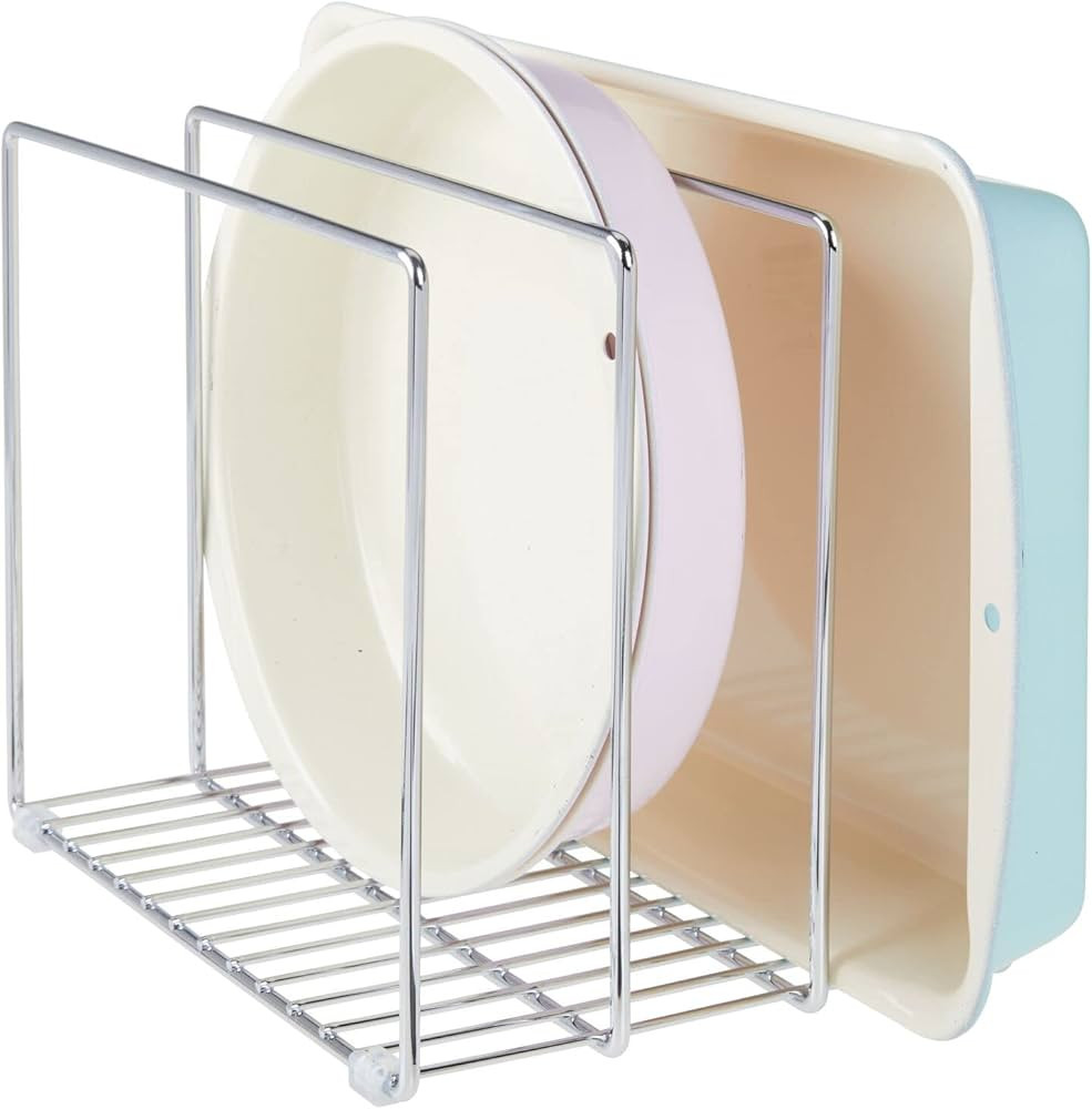 mDesign Metal Wire Organizer Rack for Kitchen Cabinet, Pantry, Shelves - Organizer Holder, 3 Slot... | Amazon (US)