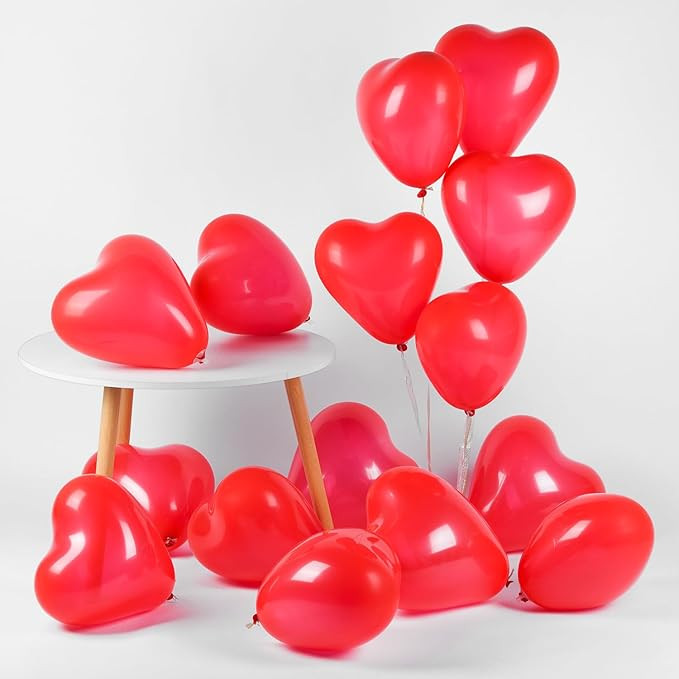 100 Pack Heart Shaped Balloons,10 Inch Latex Heart Balloons for Valentine's Day Engagement Weddin... | Amazon (US)