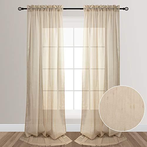 VOILYBIRD Beige 108 Inches Sheers Extra Long See Through Sheer Curtains for Living Room Rod Pocket a | Amazon (US)