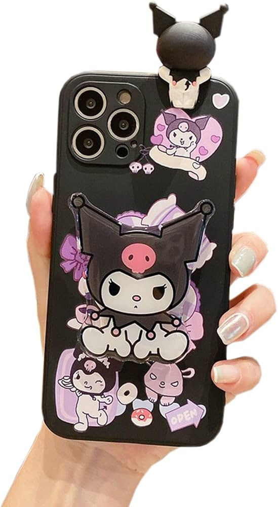 MOIWOAOE Kawaii Phone Case for iPhone 12 Cute Silicone Protective Case Cover with Cartoon Foldabl... | Amazon (US)