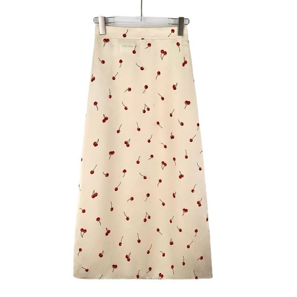 Miu Miu Cherry Print Cream Skirt | Poshmark
