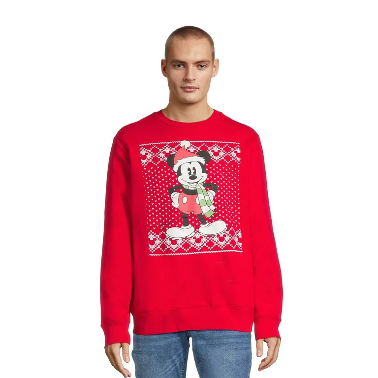 Mickey Mouse Men's Light Up Christmas Sweater with Long Sleeves, Sizes S-3XL | Walmart (US)