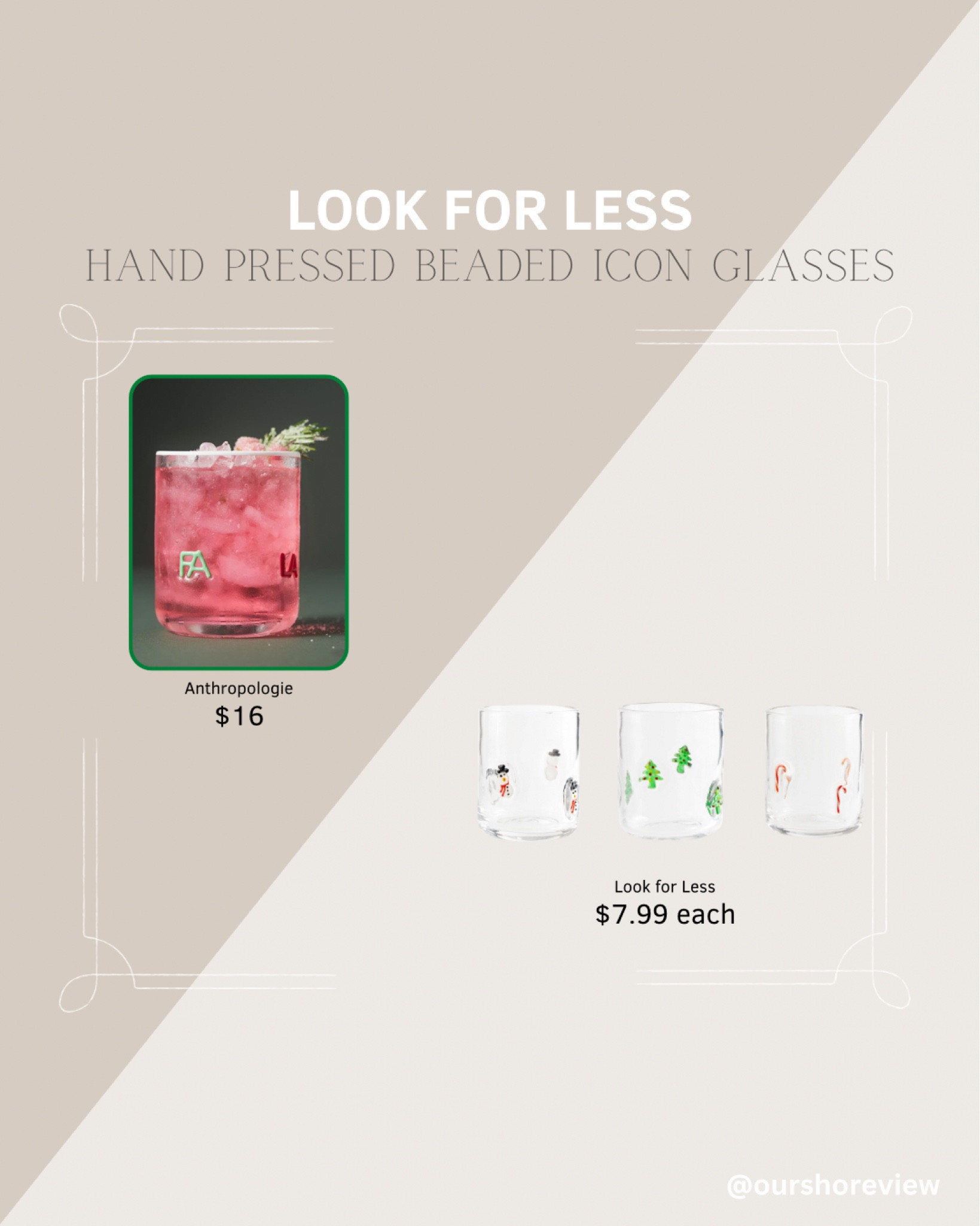 Hand pressed bead glass icon glasses, Anthropologie icon glasses for less, look alike Anthropologie icon glasses, double old fashioned glasses, holiday drinking glasses, Christmas drinking glasses 

#LTKSeasonal #LTKHome #LTKHoliday