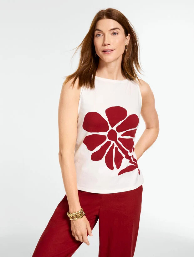 Bateau Neck Tank - Abstract Floral | Talbots