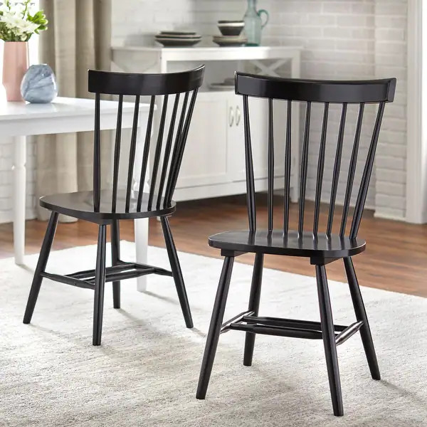 Simple Living Venice Farmhouse Dining Chairs (Set of 2) - Black | Bed Bath & Beyond