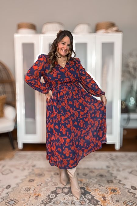 A thanksgiving dress with plenty of room for turkey!

Love this boho maxi dress in navy and burnt orange!

Wearing an L!

Midsize
Curvy
Long sleeve dress
Wide clad boots
Maxi dress
Holiday dress

#LTKHoliday #LTKSeasonal #LTKmidsize