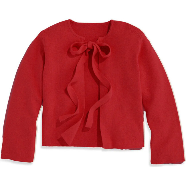 bella bliss | Cashmere Blend Tie Front Cardigan Sweater, Scarlet O'Hara (Red, Size 5Y) | Maisonette | Maisonette