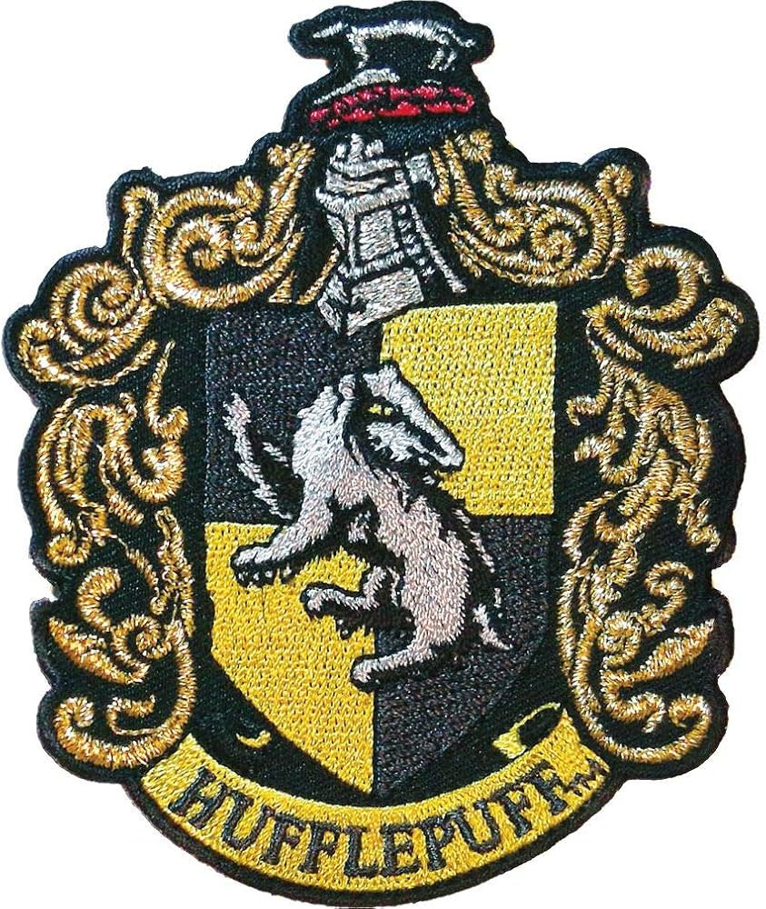 Ata-Boy Harry Potter Hufflepuff Crest 3" Full Color Iron-On Patch,Black & Gold,One Size | Amazon (US)