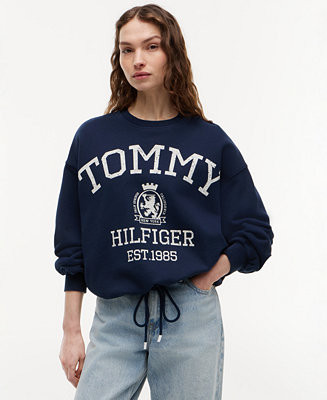 Women's Cotton-Blend Round Neck Sweatshirt | Macy's