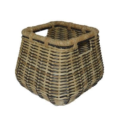 Small Rounded Square Basket Natural with Accents 11.25"x14.25" - Threshold™ | Target
