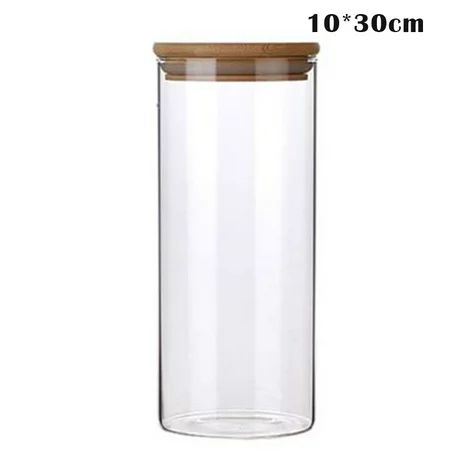 Transparent Clear High Cylinder Glass Sealed Kitchen Storage Bottle Jar with Lid Organization Contai | Walmart (US)