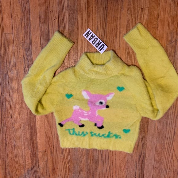 Urban Outfitters Crop Sweater, This Sucks Sweater, Animal Sweater, Lamb Sweater | Poshmark