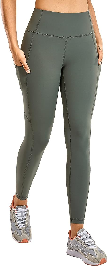 CRZ YOGA Women's Naked Feeling Workout Leggings 25 Inches - High Waisted Yoga Pants with Side Pocket | Amazon (US)