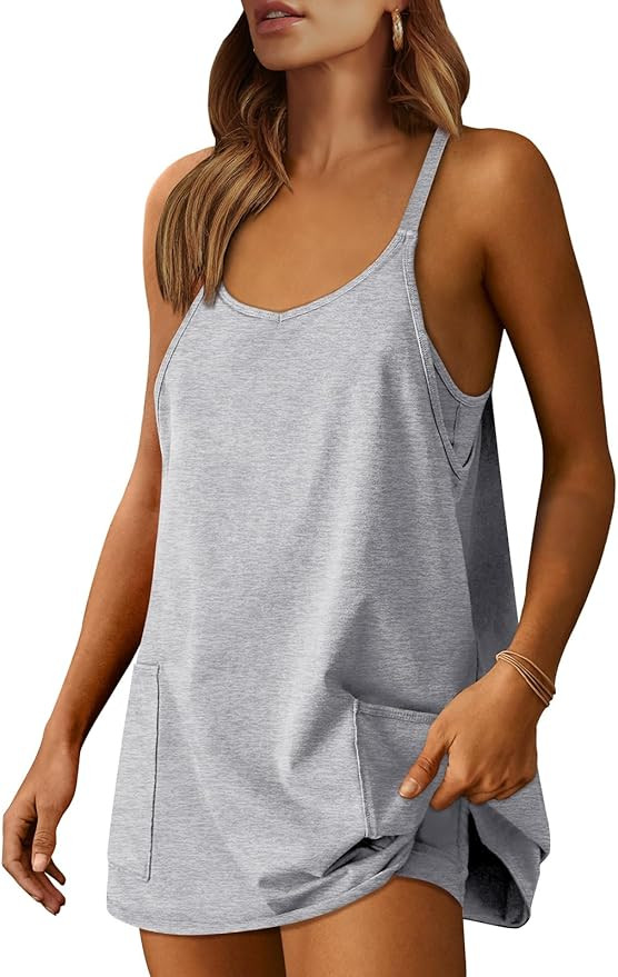 Caracilia Womens Summer Mini Dress 2024 Casual Sleeveless Spaghetti Strap Sundress Trendy Short T... | Amazon (US)