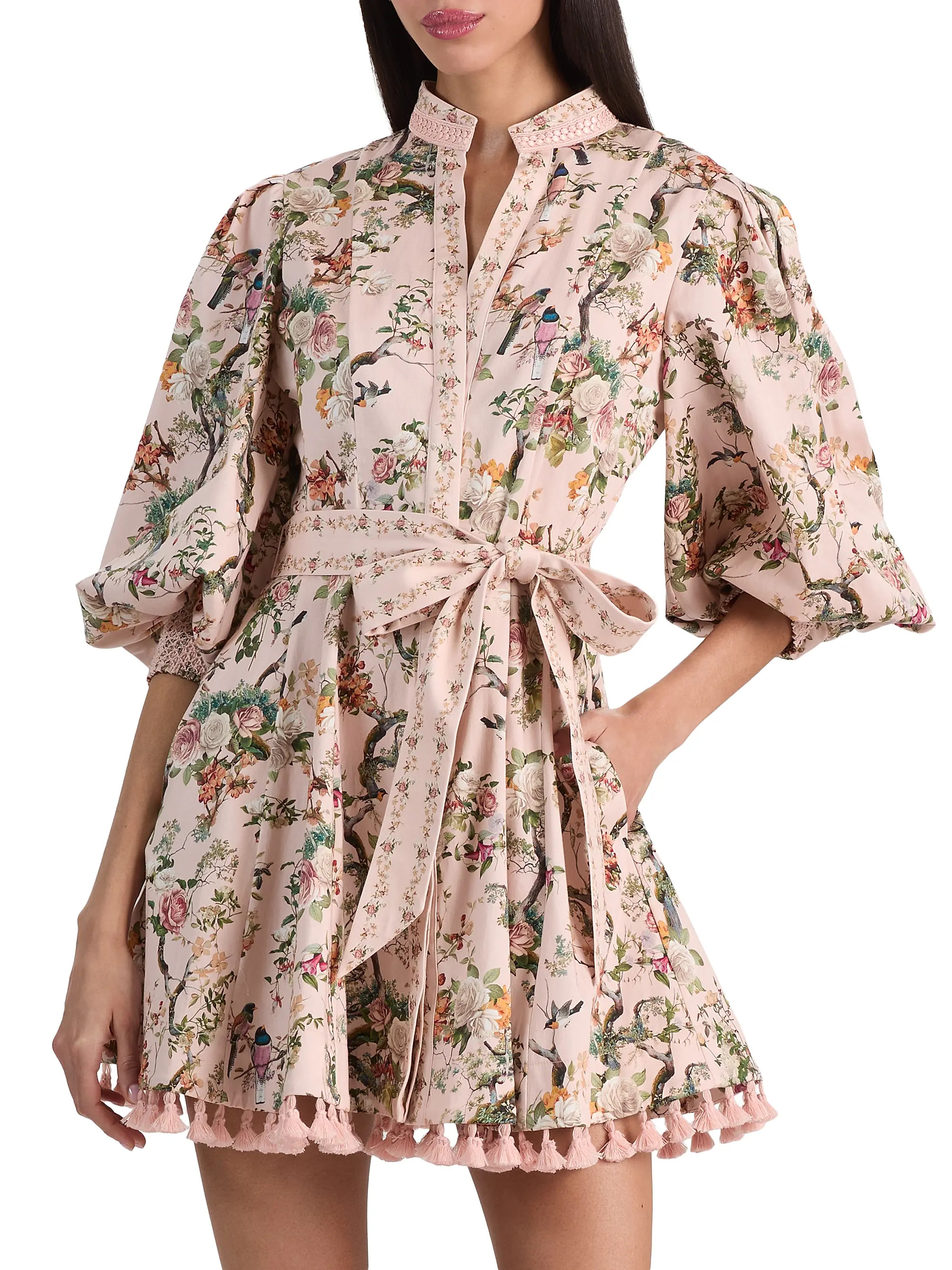 Lucy Stretch-Cotton Tie-Waist Minidress | Saks Fifth Avenue