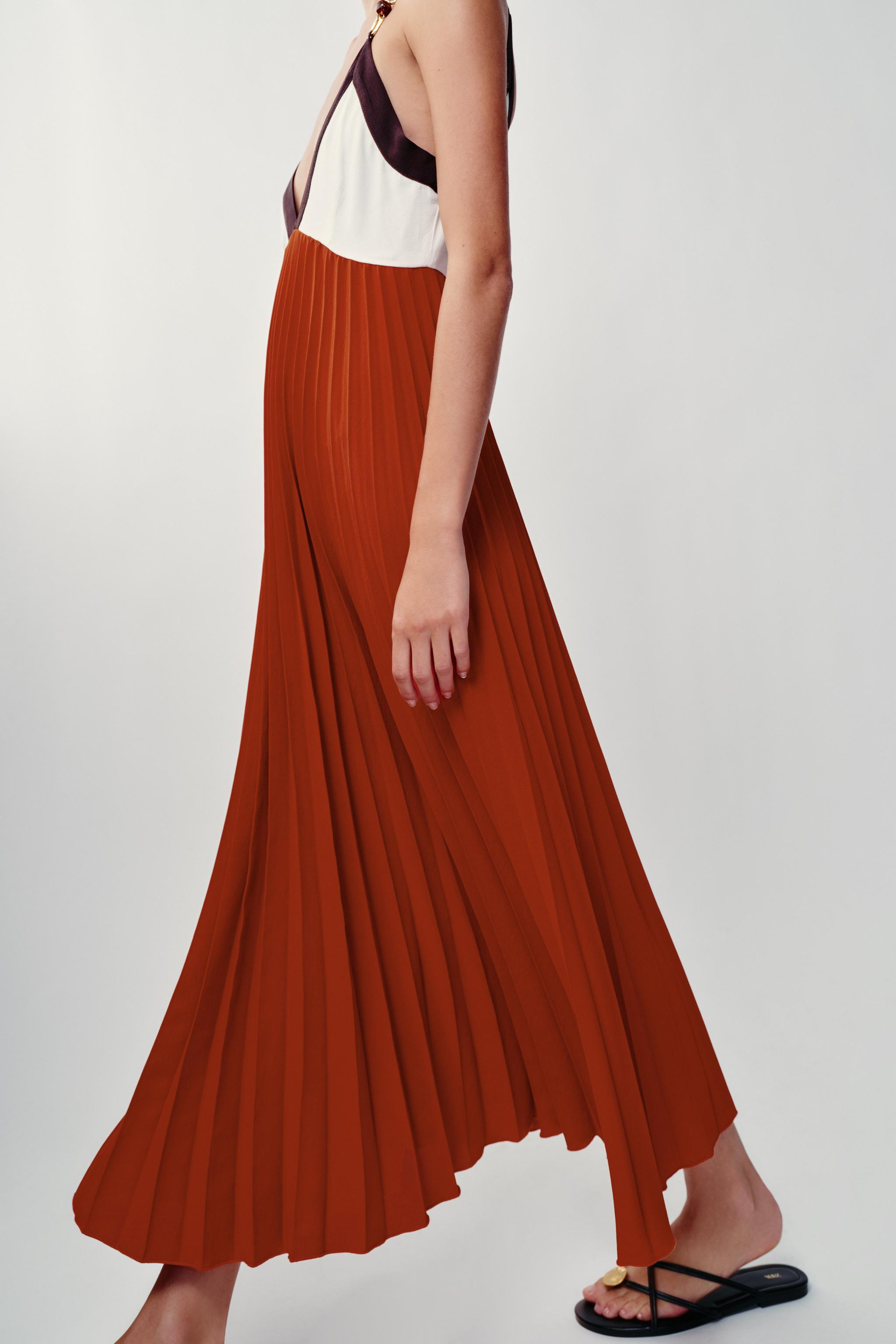 BEADED PLEATED MIDI DRESS | Zara US