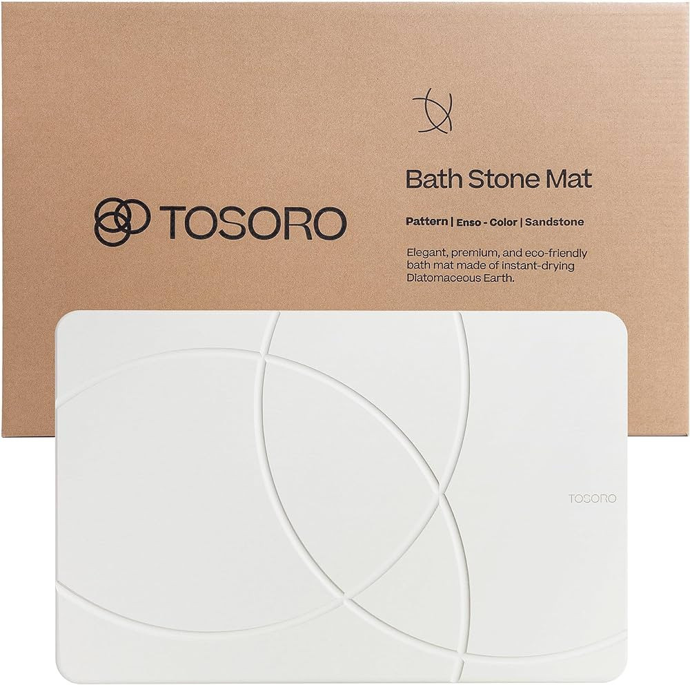 TOSORO - Stone Bath Mat, Diatomaceous Earth Non-Slip Stone Shower Mat - Quick Drying Absorbent Ba... | Amazon (US)
