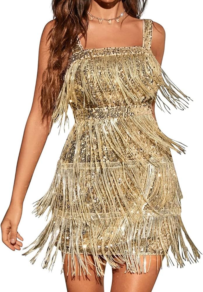 RED DOT BOUTIQUE 861 - Women Sequin Fringe Tassel Evening Party Prom Cocktail Homecoming Concert ... | Amazon (US)
